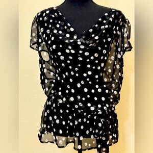 Worthington Shear Scoop Neck Blouse with Tie Waist